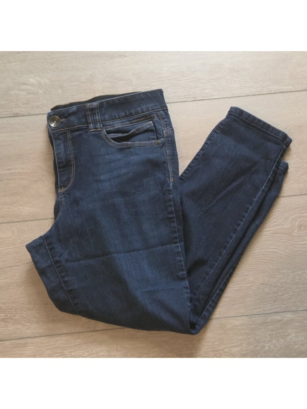 Democracy Ab Technology Skinny Jeans Dark Blue Wash Stretch Womens 14 36x27